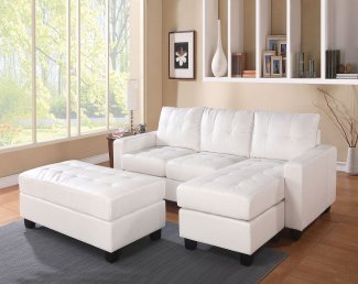 51210- Lyssa Sectional Sofa - White Bonded Leather