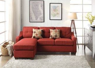 53740 Cleavon II Sectional Sofa & 2 Pillows - Red Linen