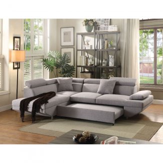 52990- Jemima Sectional Sofa w/Sleeper - Gray Fabric