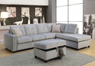52710- Belville Sectional Sofa w/Pillows (Reversible) - Gray