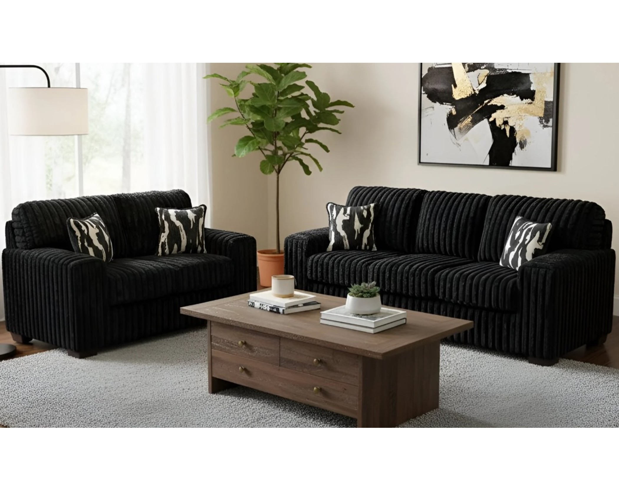 (image for) Alison Black Sofa and Loveseat